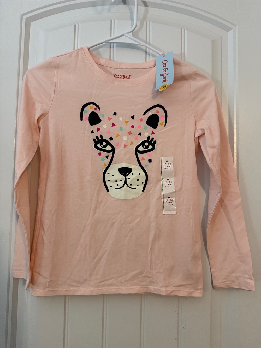 Cat & Jack Light Pink Long-Sleeve Leopard Graphic Tee